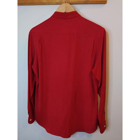 ABERCROMBIE & FITCH Women's Red Silk Blouse Medium Country Clothes Vintage - Picture 2 of 7